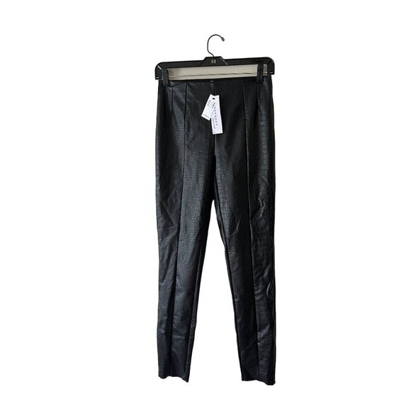 Top Shop Faux Crocodile Embossed Black Straight Leather Leg Pants  - Size 2 READ - Picture 3 of 11